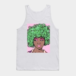 Green Kawaii Comic Girl Tank Top